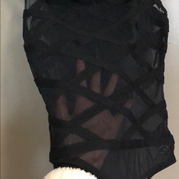Black mesh off-shoulder bodysuit - Picture 3 of 3